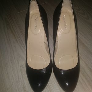 Calvin Klein black patent leather pump